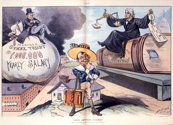 Le dilemme de la jeune Amérique, dois-je être sage et grand, ou riche et puissant, 1901